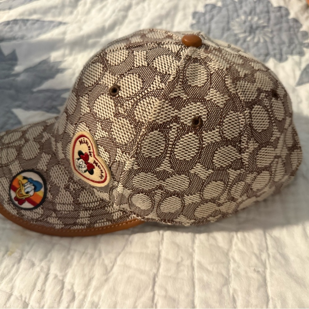 Coach Tan and Brown Patterned Cap